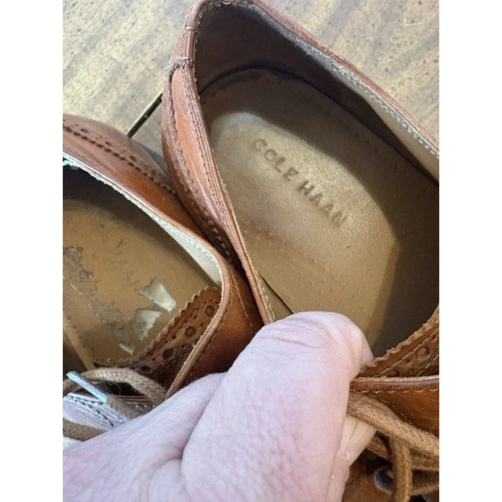 Cole Haan Mens Size 10.5 Brown Dress Shoes Wing Tip Good Year Oxford  Leather‎